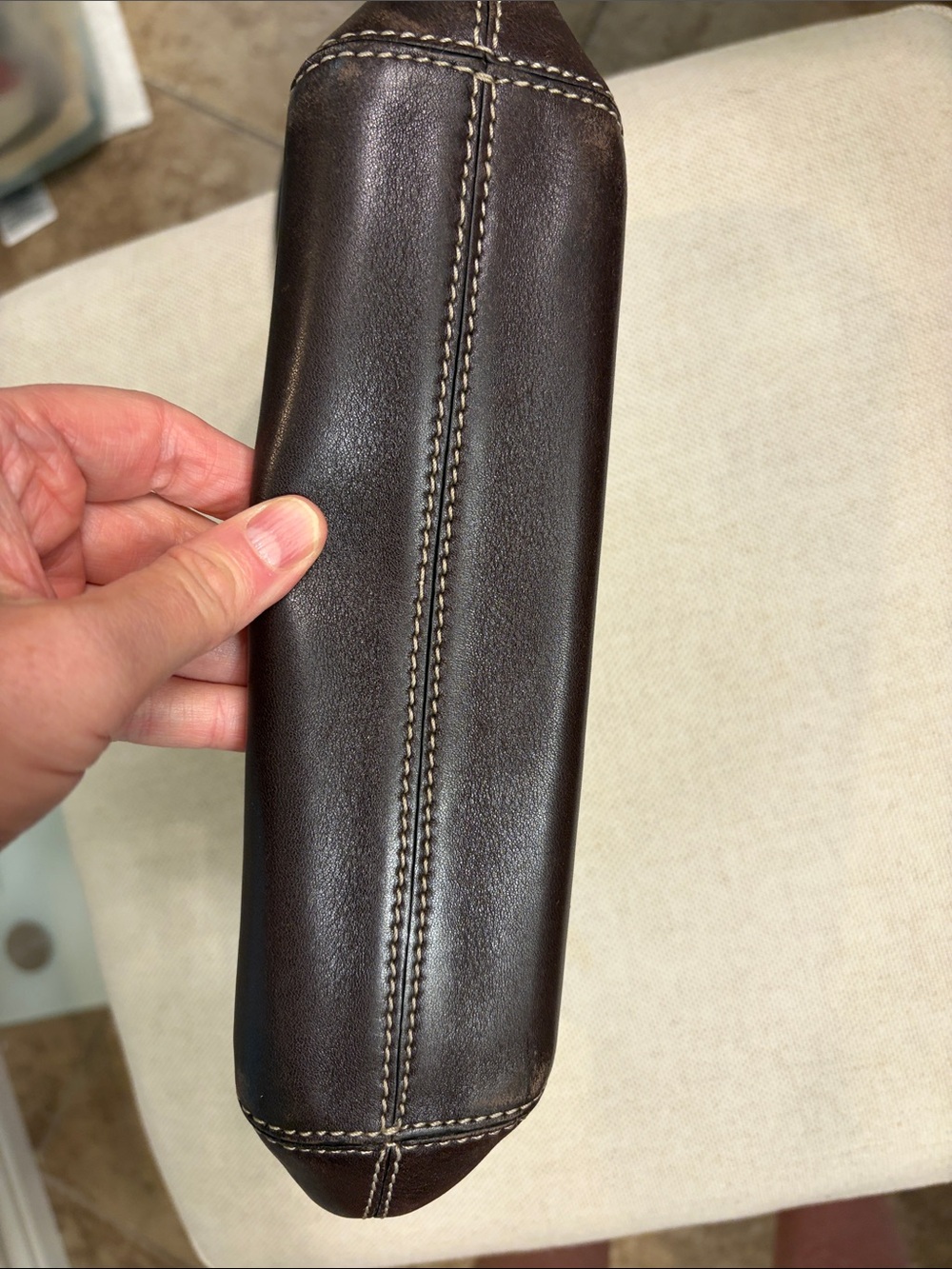 Cole Haan Dark Brown Leather Shoulder Bag - Picture 6 of 9